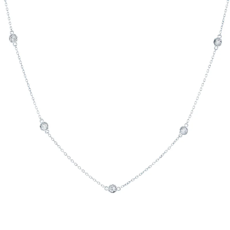 Vitality pulse necklaces -White 1/2 Carat Station Diamond Necklace