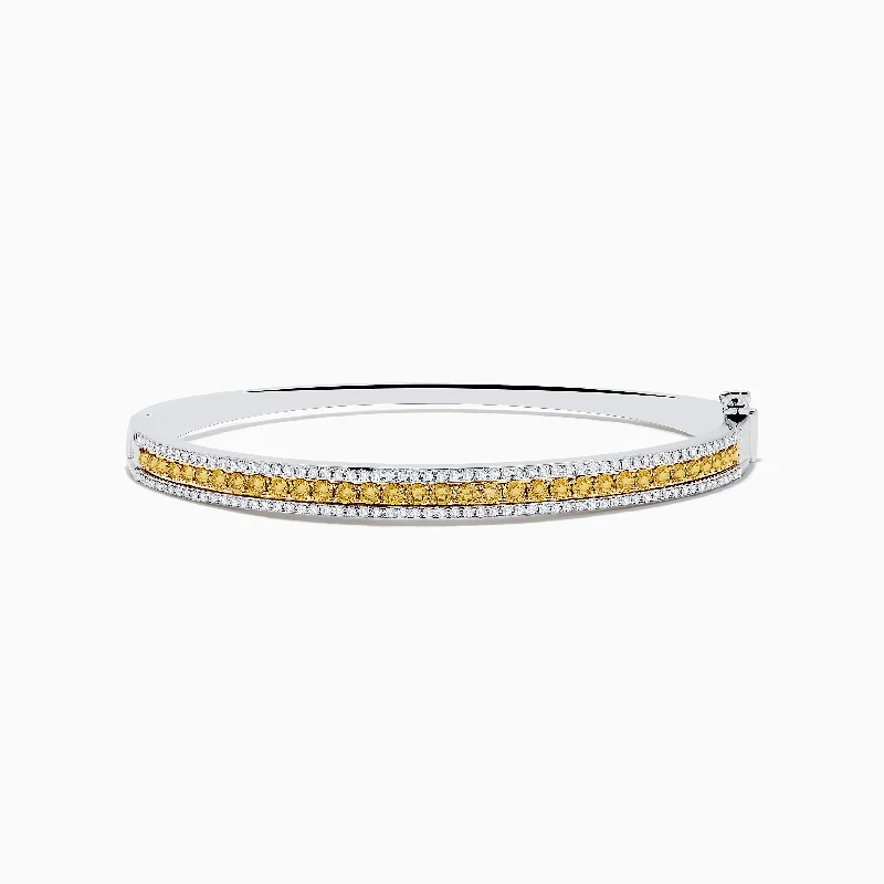 Ladies wide band bracelets -Canare` 14K Two Tone White and Yellow Diamond Bangle