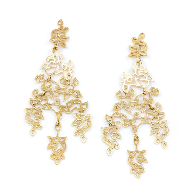 ladies yellow gold earrings daily -Gold Chandelier Earring