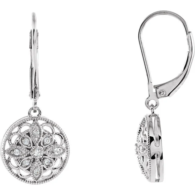 bubble texture earrings for women -Sterling Silver 1/10 CTW Diamond Lever Back Earrings