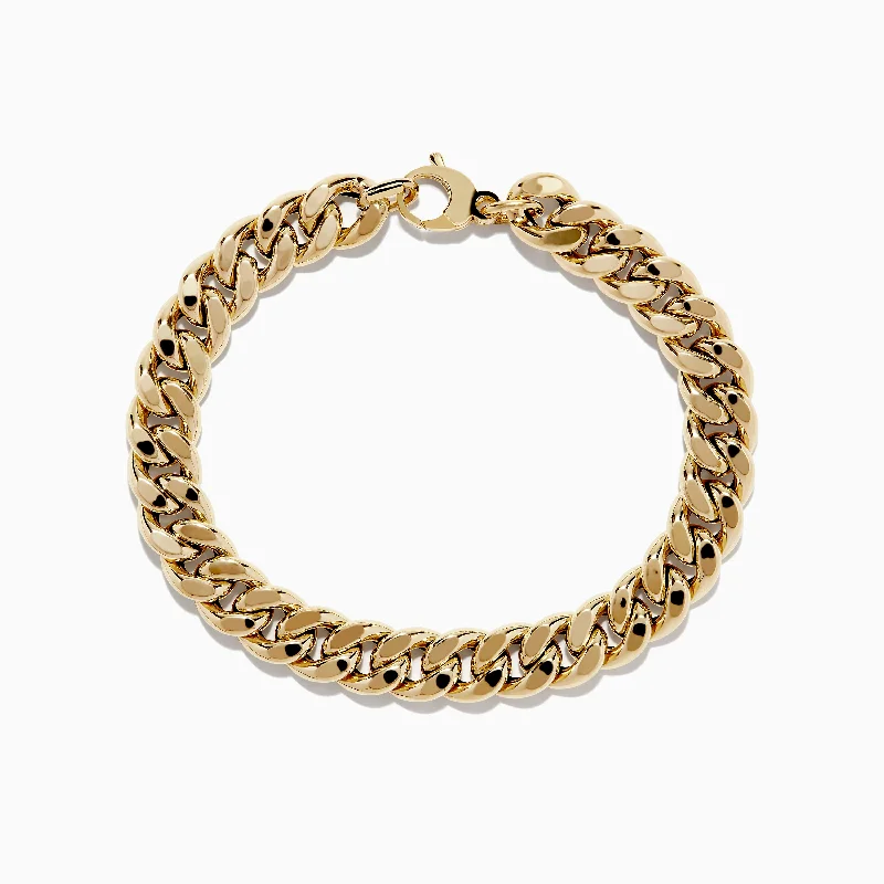 Ladies barely-there bracelets -14K Yellow Gold Hollow Curb Chain Bracelet 7.5"