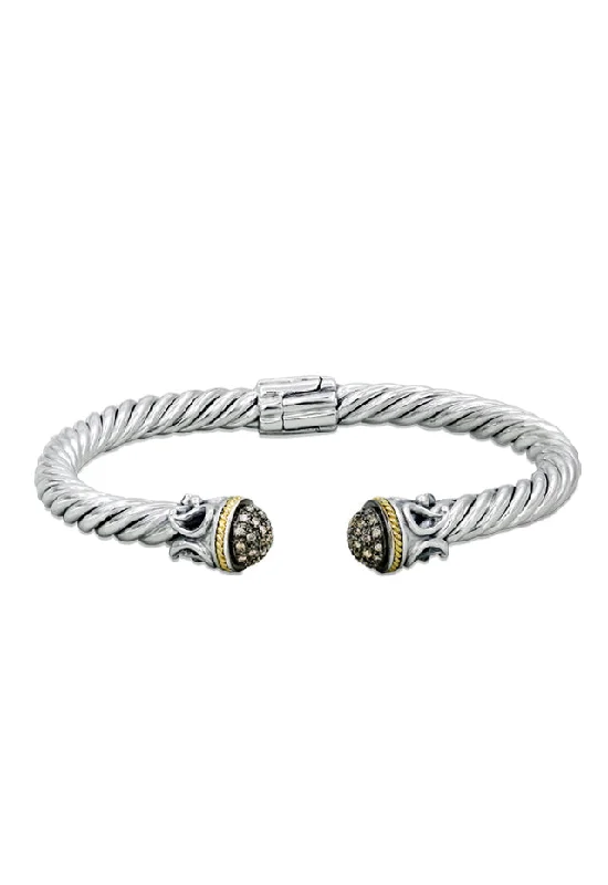 Ladies warmth glow bracelets -925 Silver & Gold Espresso Diamond Bangle, .27 TCW