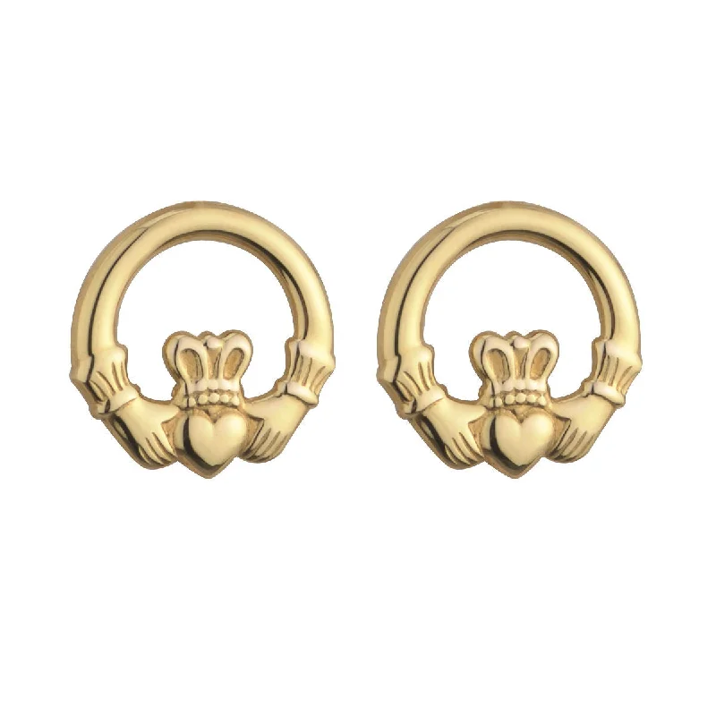 minimalist dot earrings for women -9k Gold Light Claddagh Earrings