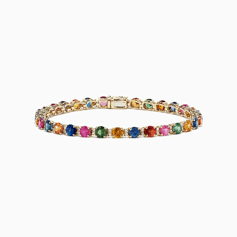 Ladies antique relic bracelets -14K Yellow Gold Multi Sapphire and Diamond Bracelet, 11.16 TCW