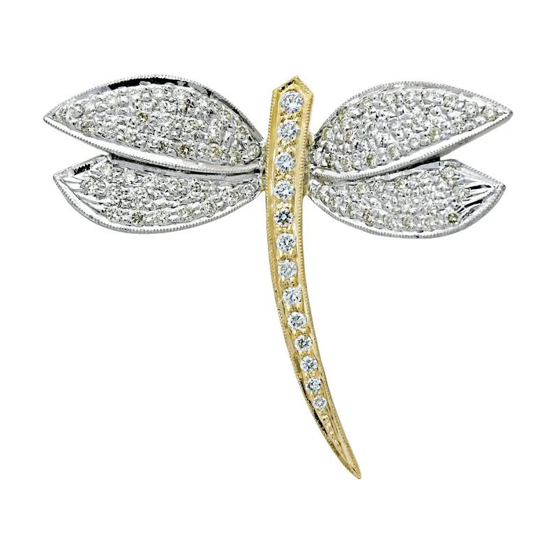 ladies yellow gold brooch stars -Brooch-Diamond  (3JM)