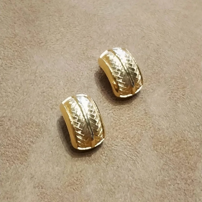 small gold earrings for women -Christian Dior Half Hoop Earrings vintage gold clip on #006