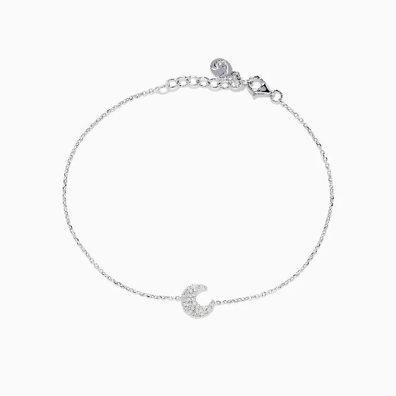 Ladies glossy ceramic bracelets -925 Sterling Silver Diamond Moon Bracelet