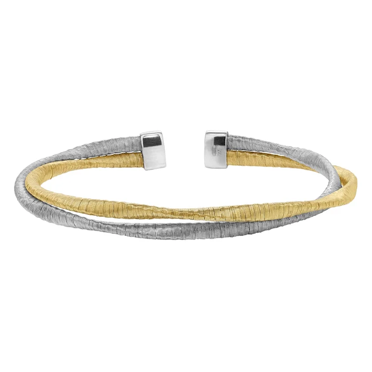 Ladies baroque opulence bracelets -Rhodium Finish and Gold Finish Sterling Silver Loosely Twisted Two Cable Cuff Bracelet