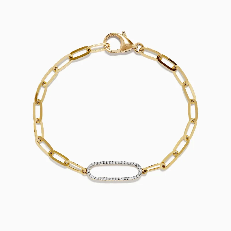 Ladies planet orbit bracelets -D'oro 14K Yellow Gold Diamond Paperclip Bracelet 0.16 TCW