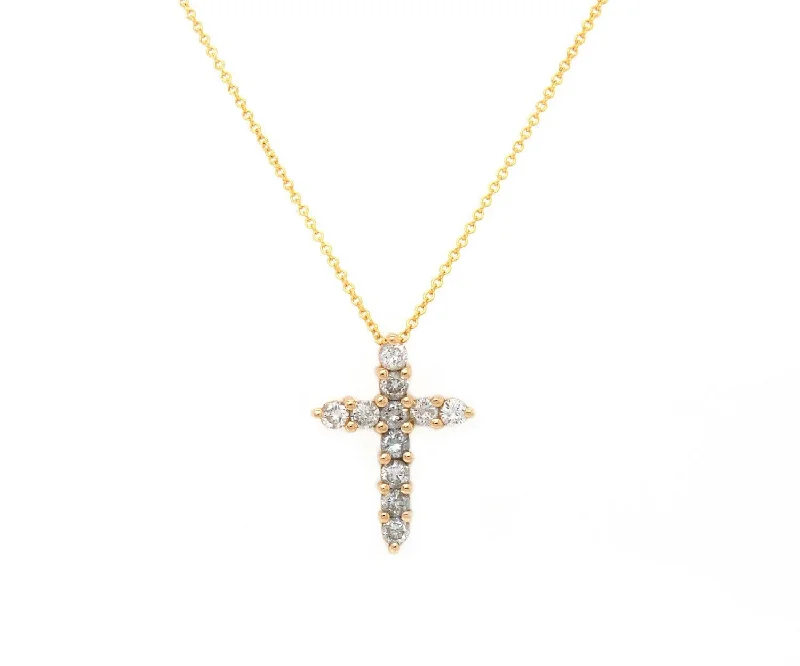 Zen flow necklaces -0.60ctw Diamond Cross Pendant Necklace 14K Yellow Gold