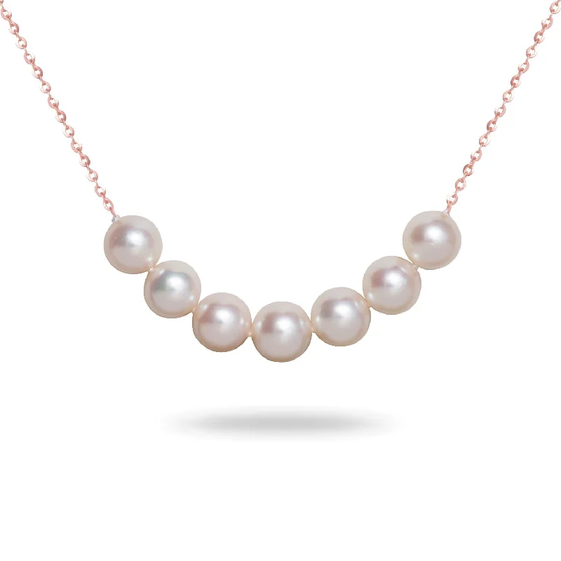 Daring glow necklaces -Rose Gold Akoya Pearl Smile Necklace