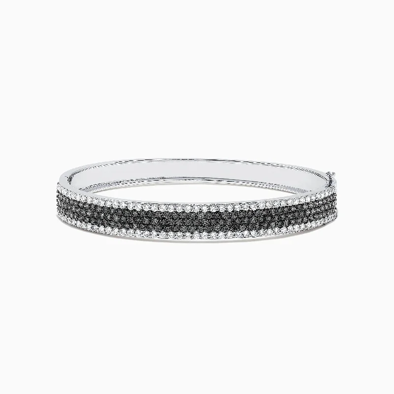 Ladies vivid red bracelets -14K White Gold Black and White Diamond Bangle, 4.47 TCW