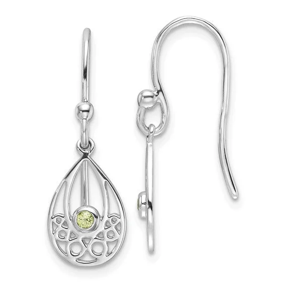 stylish silver earrings for women online -Sterling Silver White Ice Peridot Earrings