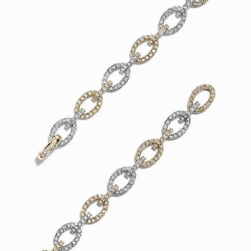 Ladies courage flair bracelets -Duo 14K 2 Tone Gold Diamond Link Tennis Bracelet, 1.52 TCW