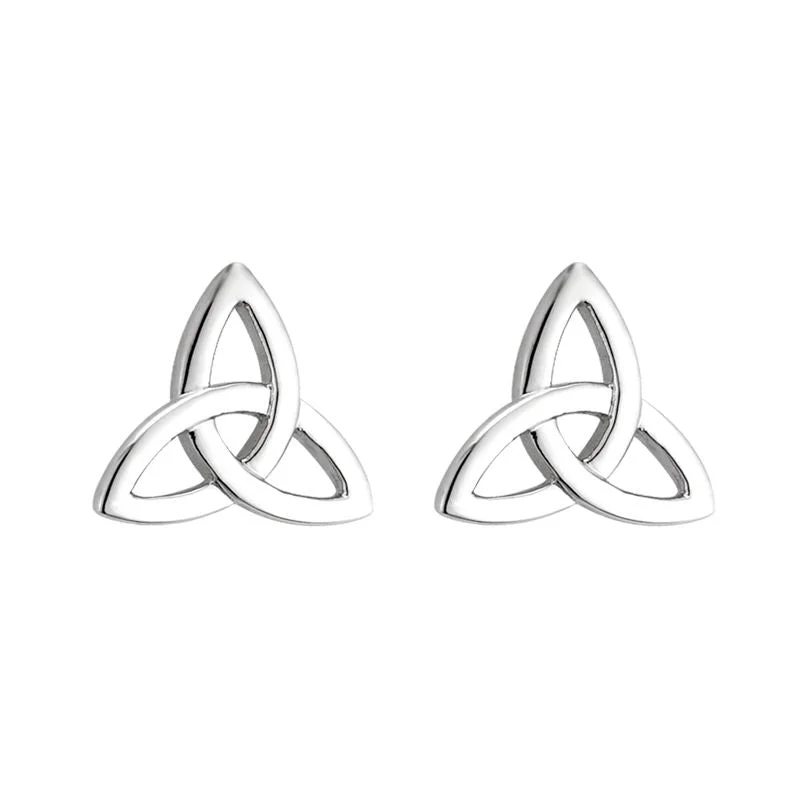 ladies silver earrings agate stones -14K White Gold Small Trinity Knot Stud Earrings