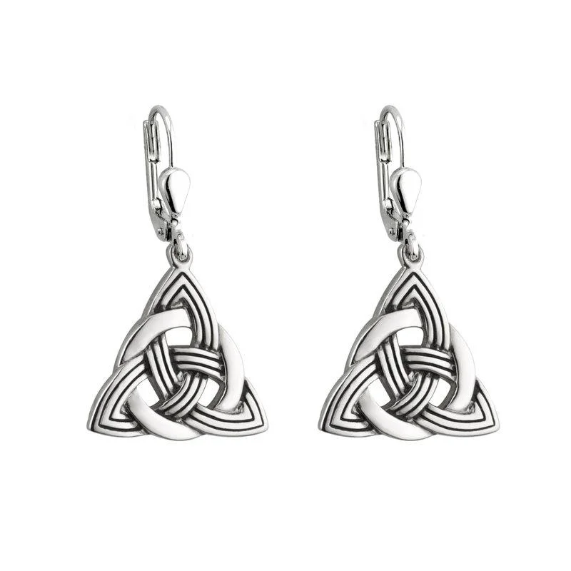 rose gold oval earrings for women -Antigued Trinity Knot Drop Earrings