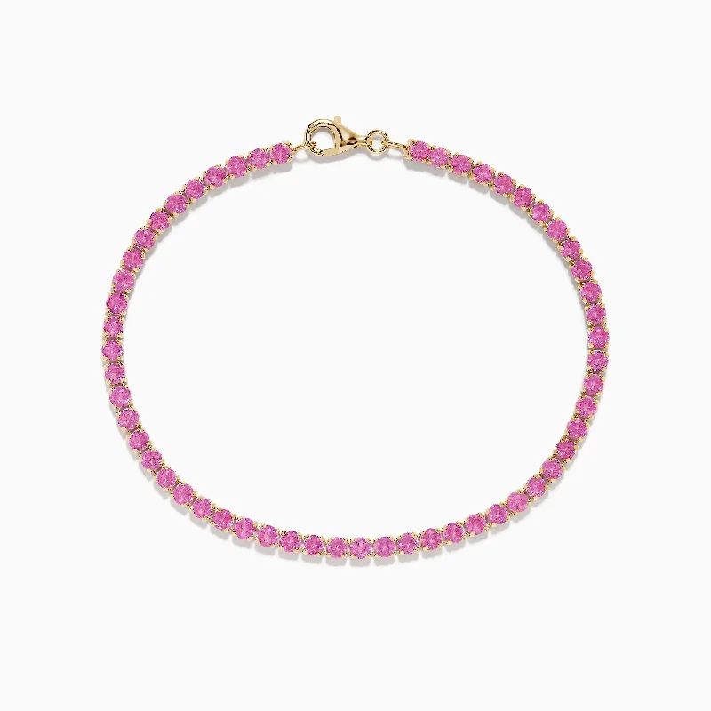 Ladies tropic flair bracelets -14K Yellow Gold Pink Sapphire Tennis Bracelet