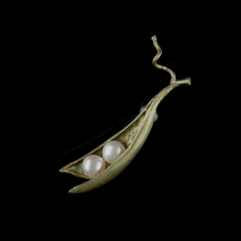 rose gold pearl brooch for women -Pea Pod Brooch - 2 Pearls