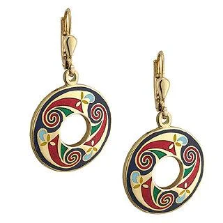 ladies earrings diamond accents -Gold Plated Celtic Round Earrings