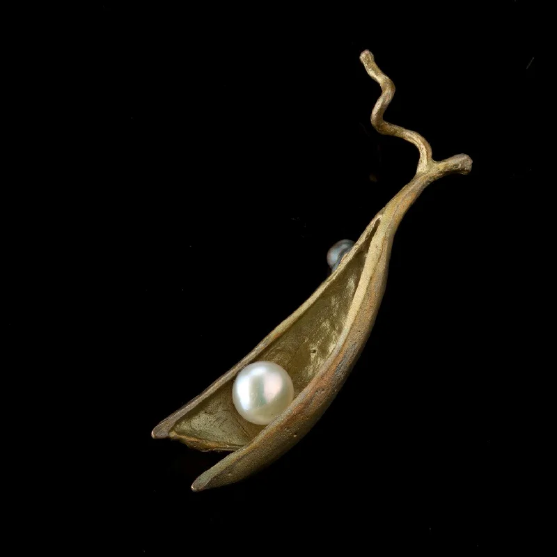 ladies silver brooch kunzite stones -Pea Pod Brooch - 1 Pearl