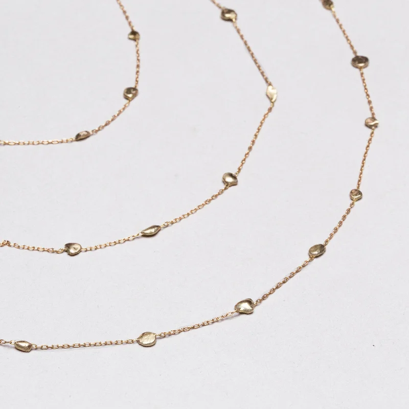 Balance gleam necklaces -Vintage Triple-Strand Gold Nuggets Necklace