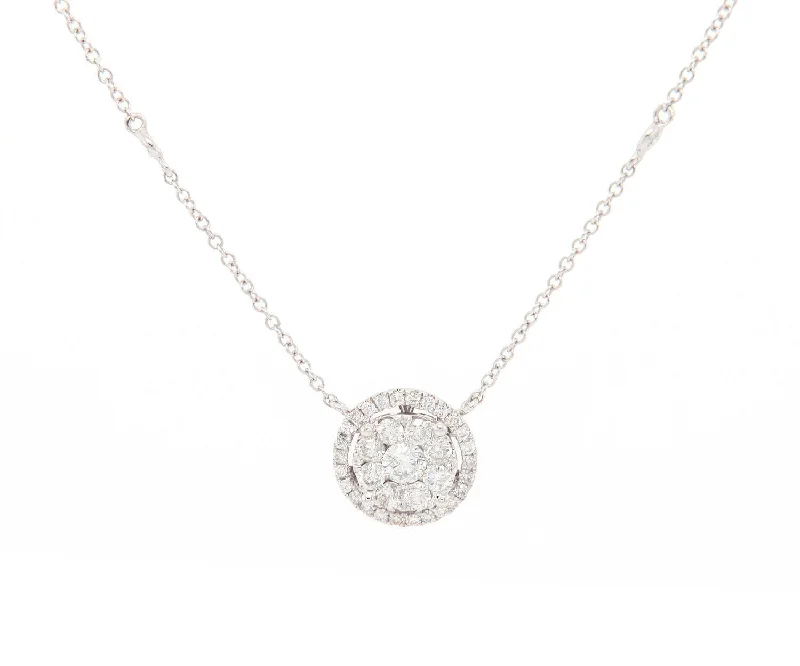 Enamel flair necklaces -1.33ctw Round Diamond Cluster Pendant Necklace in 14K