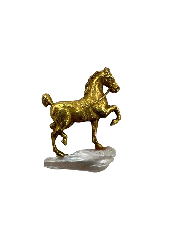 pearl brooch for women classic look -Art Nouveau Yellow Gold Horse On A Pearl Rock Brooch Circa 1900