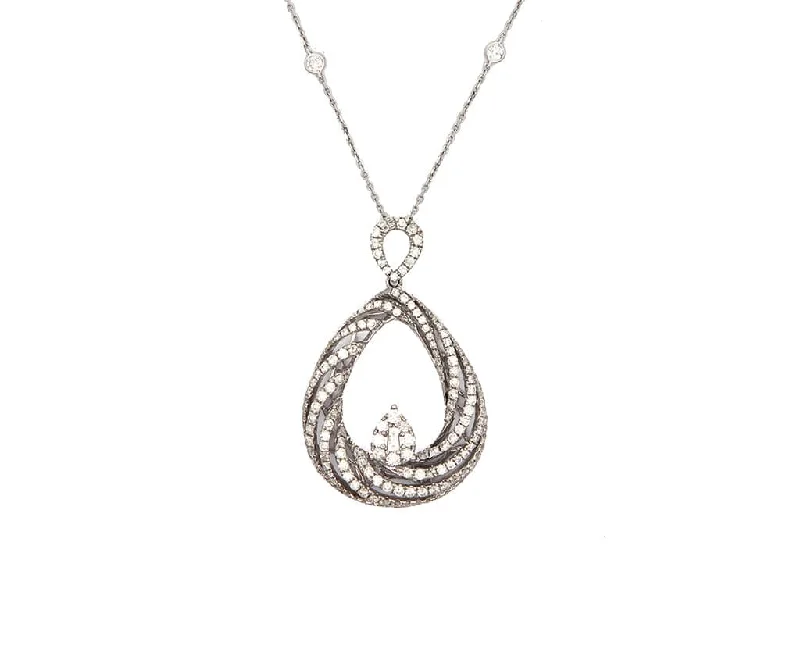 Elephant strength necklaces -New 1.90ctw Diamond Cluster Swirl Pendant Necklace in 18K