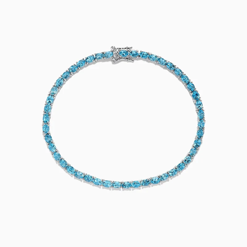 Ladies sleek minimal bracelets -925 Sterling Silver Blue Topaz Tennis Bracelet, 9.55 TCW