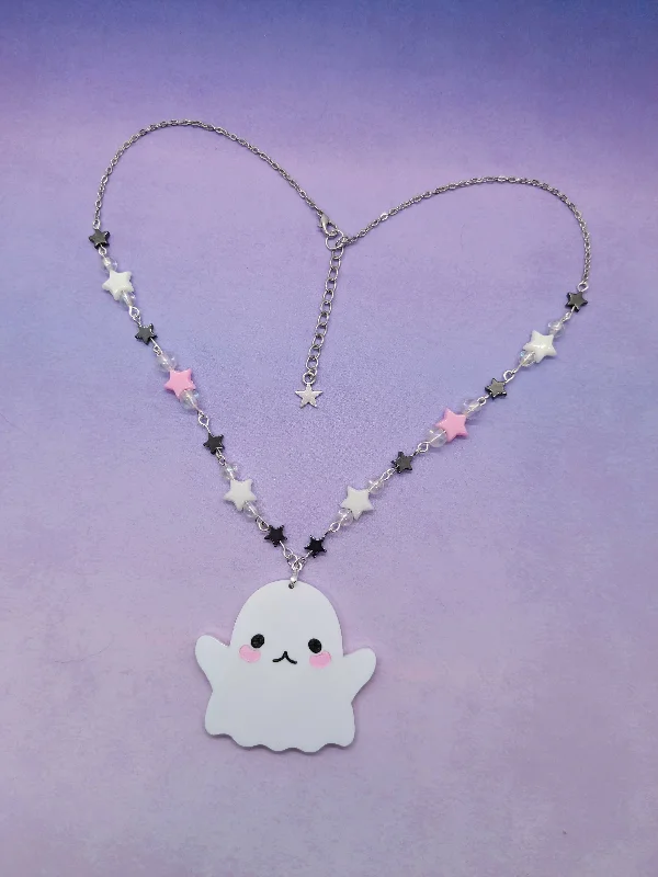 Cool blue necklaces -Hug Me Please Ghost Necklace