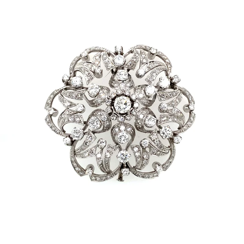 oxidized finish brooch for women -Estate Italian 5.50 Carat Diamond Gold Brooch