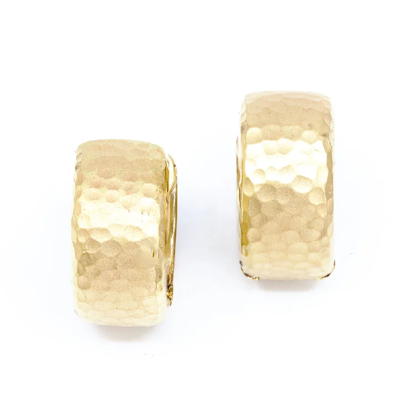 minimalist line earrings for women -Hammered Gold Huggie Earring