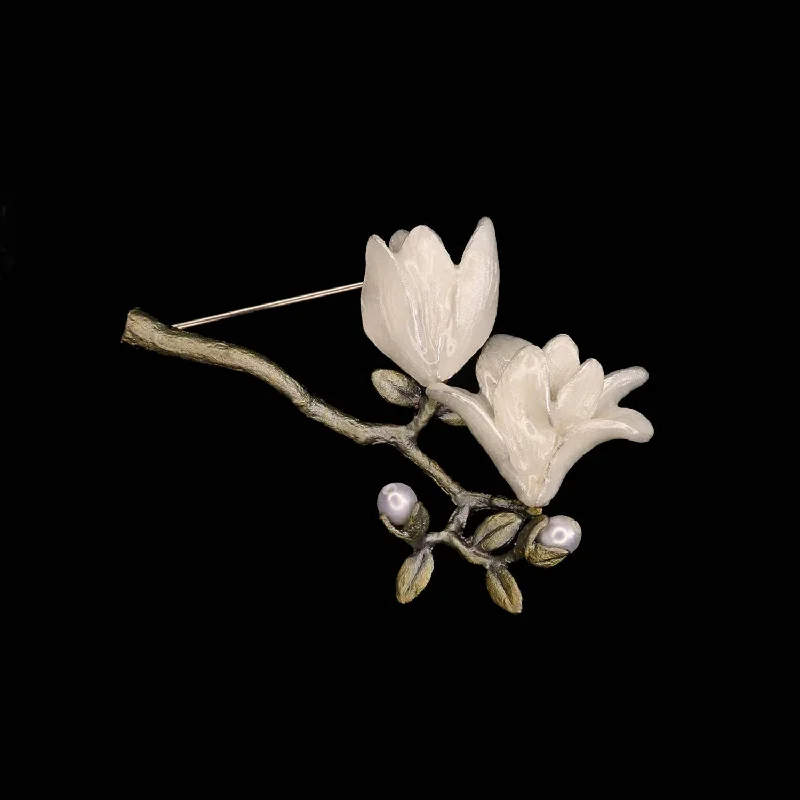 gold moon design brooch for women -Brooch - Magnolia Blossom Brooch