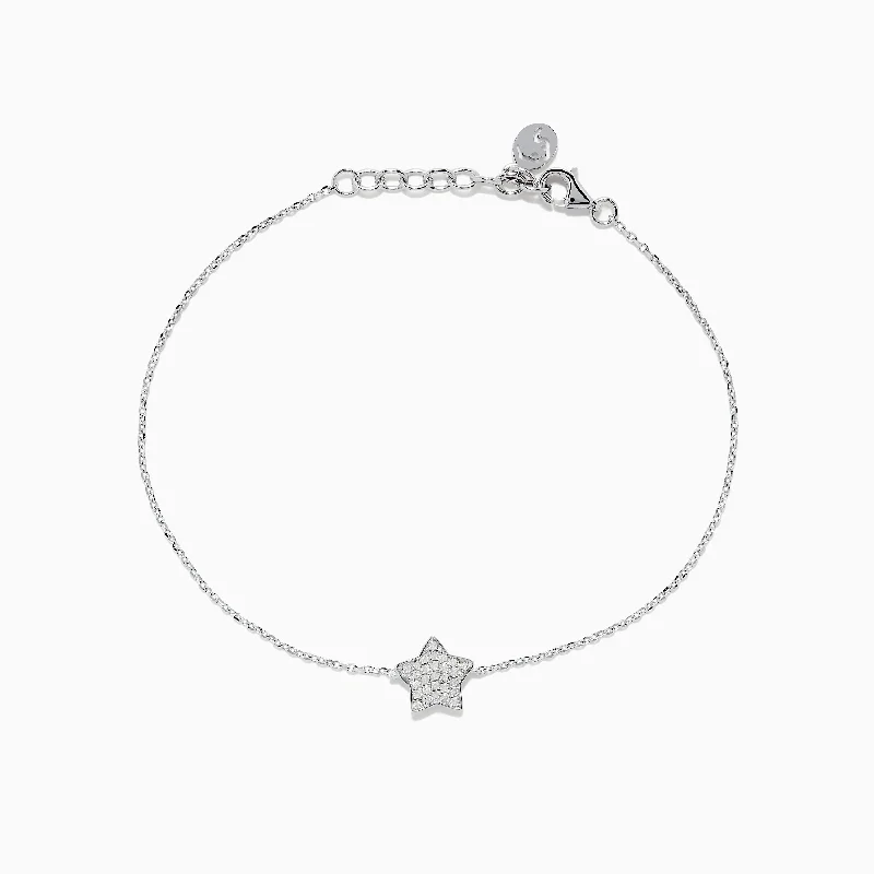 Ladies celebration charm bracelets -925 Sterling Silver Diamond Star Bracelet