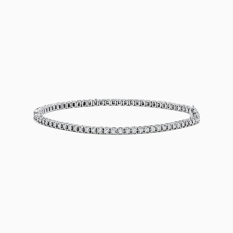 Ladies designer crafted bracelets -14K White Gold Diamond Tennis Bracelet 0.98 TCW