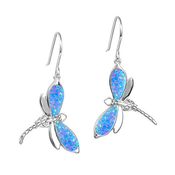 rose gold diamond earrings for women -Sterling Silver Blue Opal Dragonfly Earrings by Alamea