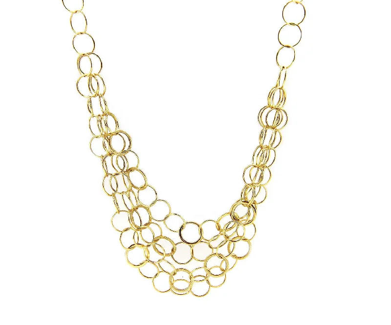 Explorer vibe necklaces -Polished Multi Row Circle Necklace in 14K