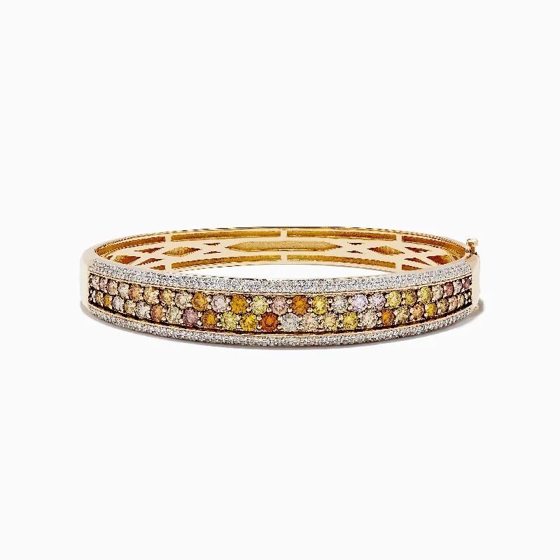 Ladies resin glow bracelets -14K Yellow Gold Multi Color Diamond Bangle