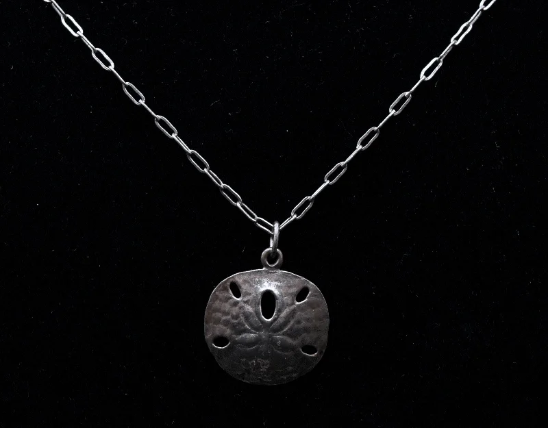 Star sign necklaces -James Avery - Vintage 14K White Gold Sand Dollar Pendant on Sterling Silver Chain Necklace - 17"