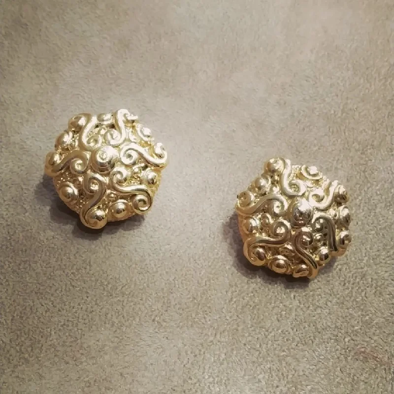 ladies gold earrings owl designs -Jacky De G Chunky Round Vintage  Clip on earrings